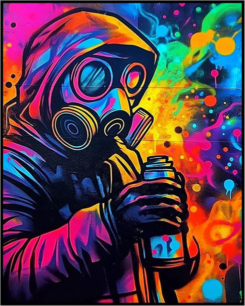 Posterizer-gritty street art-colorful poster-graffiti artist making art -2-Retro Art-Abstract & Modern Art-Gift for Street Art, Mural Fans- unfram...